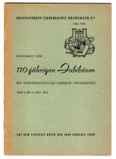 Festschrift zum 110jährigen Jubiläum mit Wertungssingen des Zabergäu-Sängerbundes vom 4. bis 6. Juli 1953.