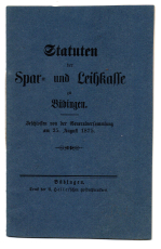 Statuten der Spar- und Leihkasse zu Büdingen.