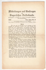 Mitteilungen und Umfragen zur bayerischen Volkskunde und Mundartforschung.