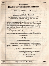 Allerhöchster Erlaß vom 6. April 1872., betreffend die Genehmigung des nach dem Beschlusse des 30. Generallandtages der Ostpreußischen Landschaft entworfenen Regulativs wegen Konvertirung der fünfprozentigen Pfandbriefe und anderweiter Ausfertigung von 4 1/2 = resp. 4= und 3 1/2prozentigen Pfandbriefen der Ostpreußischen Landschaft.
