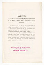 Preisliste von Schriften des Vereins für Hamburgische Geschichte bis auf Widerruf gültig vom 1. Dezember 1917 an.