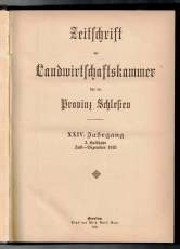 Zeitschrift der Landwirtschaftskammer für die Provinz Schlesien.