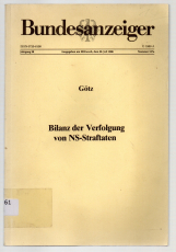 Bilanz der Verfolgung von NS-Straftaten.