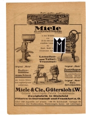 Miele & Cie., Gütersloh i. W., Zweigfabrik in Bielefeld, Filialen in Darmstadt und Frankfurt a. O.