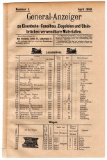General-Anzeiger zur Eisenbahn- Canalbau, Ziegeleien und Steinbrüchen verwendbare Materialien.
