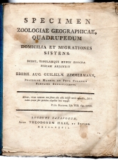 Specimen zoologiae geographicae, quadrupedum domicilia et migrationes sistens.