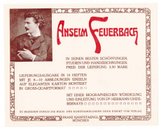 Reklameflugblatt für das Buch von Hermann Uhde: Anselm Feuerbach in seinen Schöpfungen. Studien und Handzeichnungen.