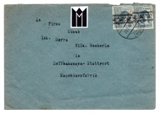 Private Briefhülle, frankiert mit 2x Mi 12 Pf Grau mit Bandaufdruck (Mi 40 I) und 1x Poststempel 