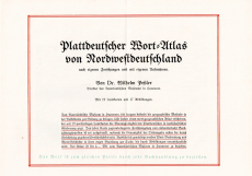 Plattdeutscher Wort-Atlas von Nordwestdeutschland...