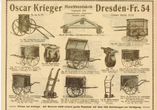 Oscar Krieger, Dresden-F.54, Cottaer Straße 17 und 21. Maschinenfabrik. Gegründet 1884.