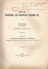 Ueber die Entwicklung von Oxynoticeras oxynotum Qu.