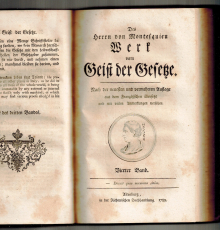 Des Herrn von Montesquieu Werk vom Geist der Gesetze.