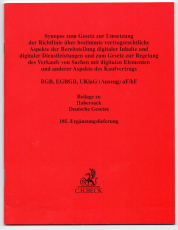 Synopse zum Gesetz zur Umsetzung der Richtlinie über bestimmte vertragsrechtliche Aspekte der Bereitstellung digitaler Inhalte und digitaler Dienstleistungen und zum Gesetz zur Regelung des Verkaufs von Sachen mit digitalen Elementen und anderer Aspekte des Kaufvertrags.
