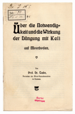 Über die Notwendigkeit und die Wirkung der Düngung mit Kali auf Moorboden.