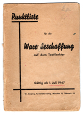 Punktliste für die Warenbeschaffung auf dem Textilsektor.