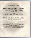 De ornamentis librorum apud veteres usitatis.