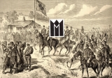 Das Aufpflanzen des österreichischen Banners auf bosnischen Boden.