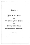 Statut des Vereins für das Großherzogtum Hessen und die Provinz Hessen-Nassau zur Beschäftigung Arbeitsloser.