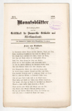 Monatsblätter. Hrsg. von der Gesellschaft für Pommersche Geschichte und Alterthumskunde.